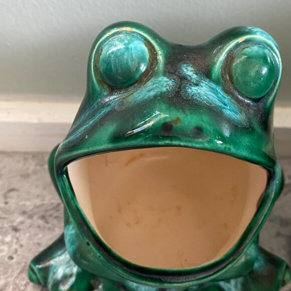 Retro Frog & Mushroom Sink Set: Green Glazed Kitchen Organizer - Picture 2 of 5